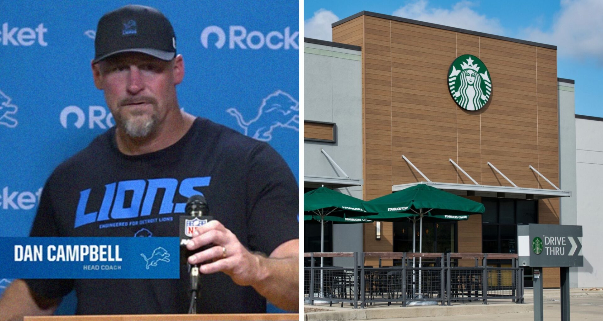 Dan Campbell (l) starbucks (r)