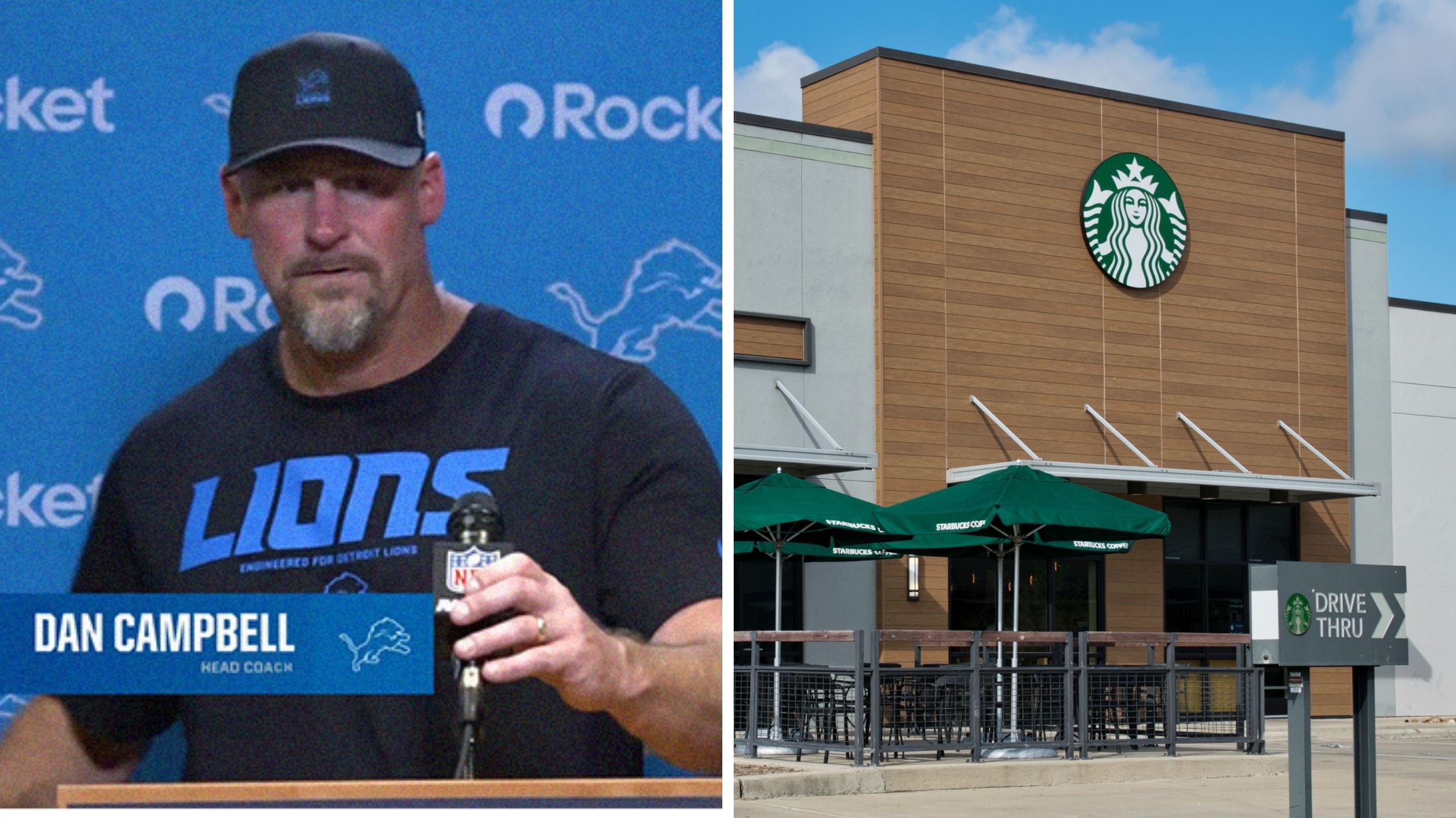 Dan Campbell (l) starbucks (r)