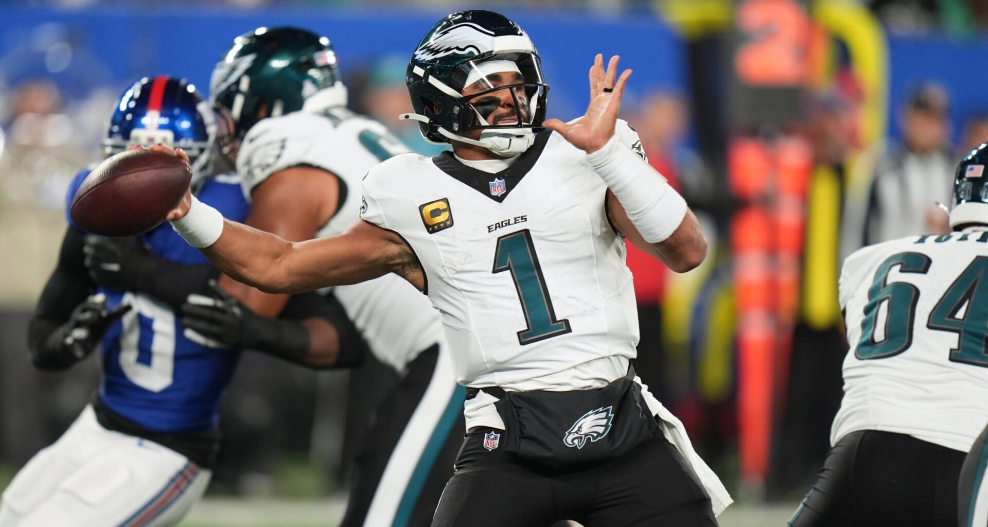 Jalen Hurts throws an interception among mistakes that lead to the Eagles’ 2nd consecutive loss