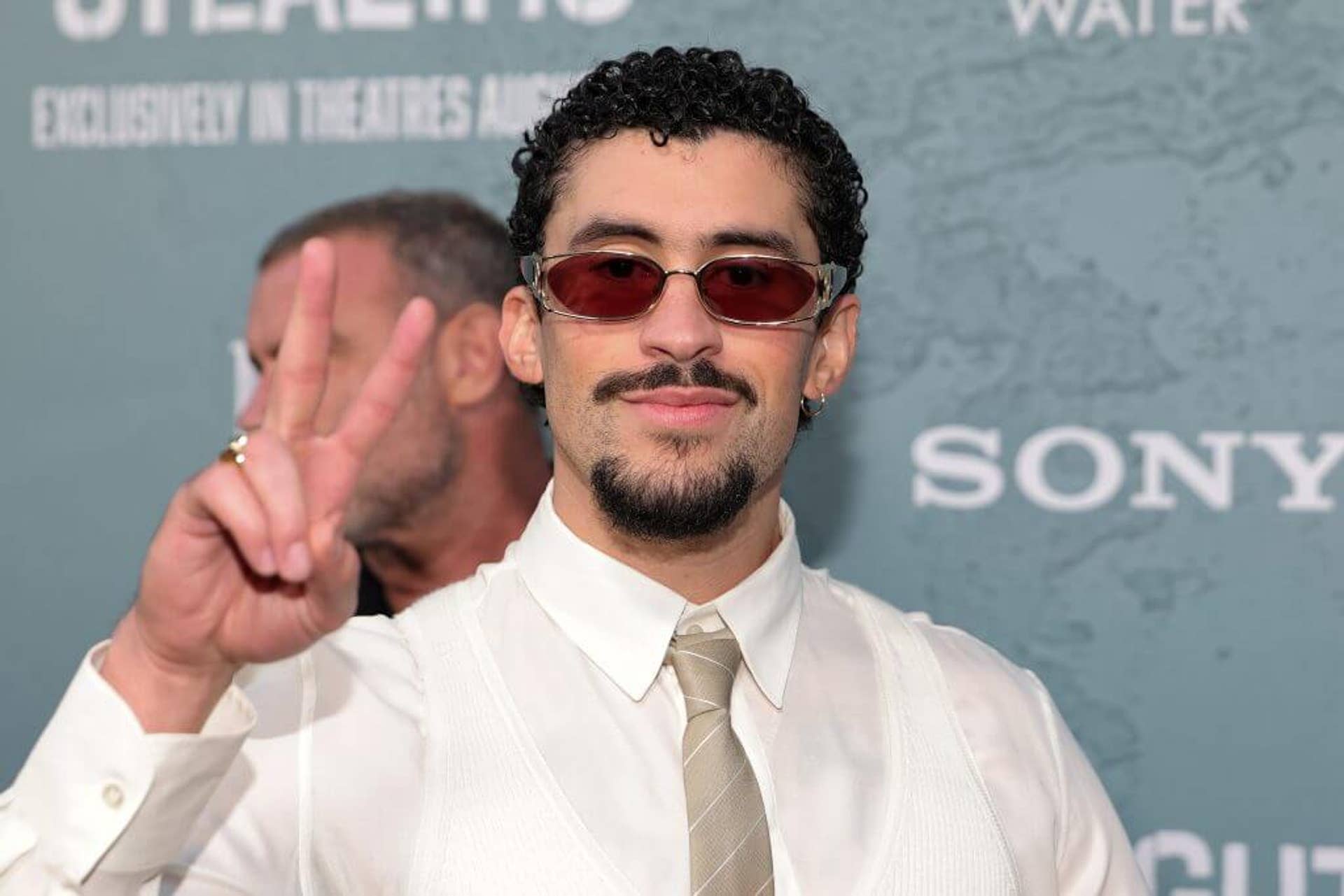 Bad Bunny attends Columbia Pictures' "Caught Stealing" premiere at Regal Union Square on August 26, 2025 in New York City.