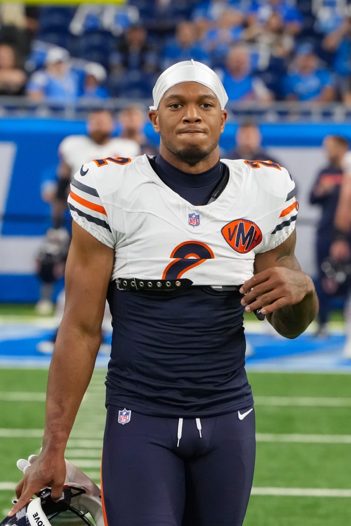 DJ Moore was taken to a local hospital after the Bears' win Monday night.