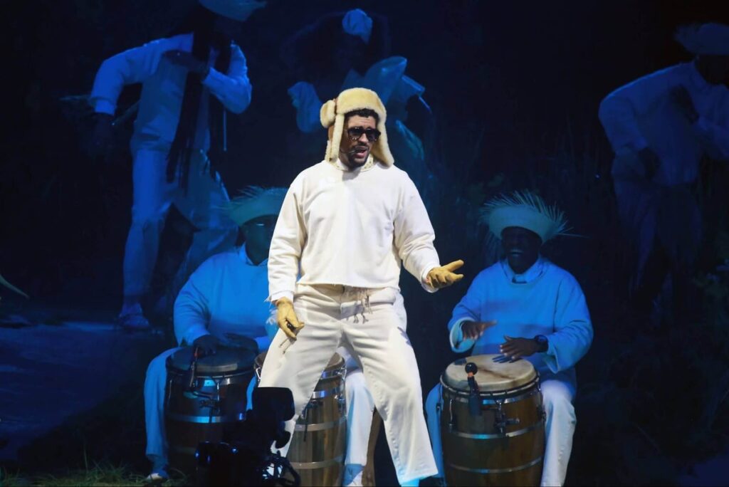 Bad Bunny performs live in San Juan, Puerto Rico.