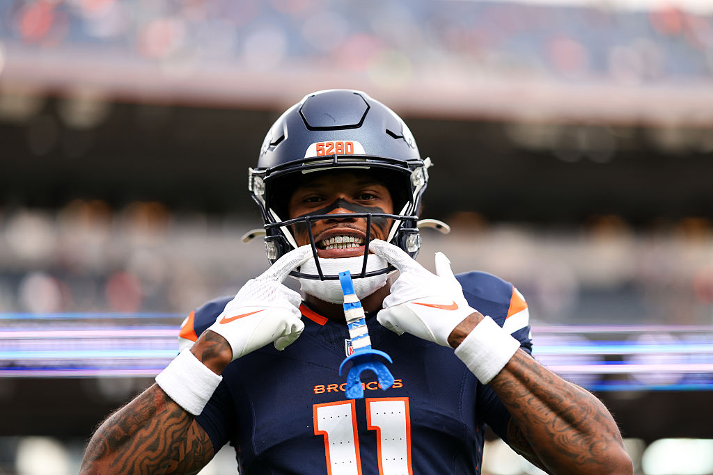 DENVER, COLORADO - SEPTEMBER 29: Troy Franklin #11 of the Denver Broncos poses for a photo prior to the game against the Cincinnati Bengals at Empower Field at Mile High on September 29, 2025 in Denver, Colorado. (Photo by Brooke Sutton/Getty Images)