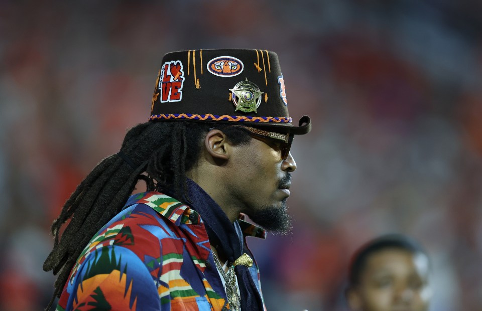 ormer Auburn Tigers quarterback Cam Newton looks on during the third quarter between the Auburn Tigers and the Georgia Bulldogs at Jordan-Hare Stadium on October 11, 2025 in Auburn, Alabama. (Photo by Kevin C. Cox/Getty Images)