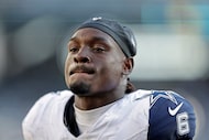 Dallas Cowboys safety Donovan Wilson (6) runs off the field after an NFL football game...