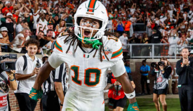 Carson Beck throws 4 TD passes to help No. 3 Miami hold off No. 18 Florida State, 28-22