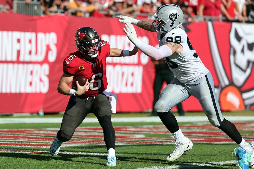 Pewter Report Podcast: Will Bucs Trade For Maxx Crosby? 2 Bucs Qb Baker Mayfield And Raiders De Maxx Crosby