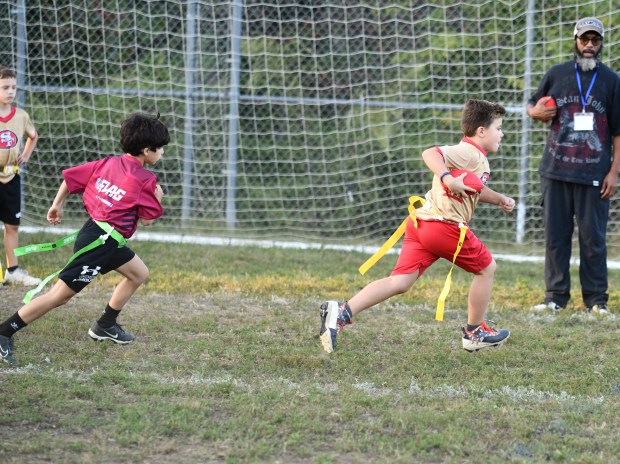 49ers Zack Brighters streaks up the left sideline with Cardinals...