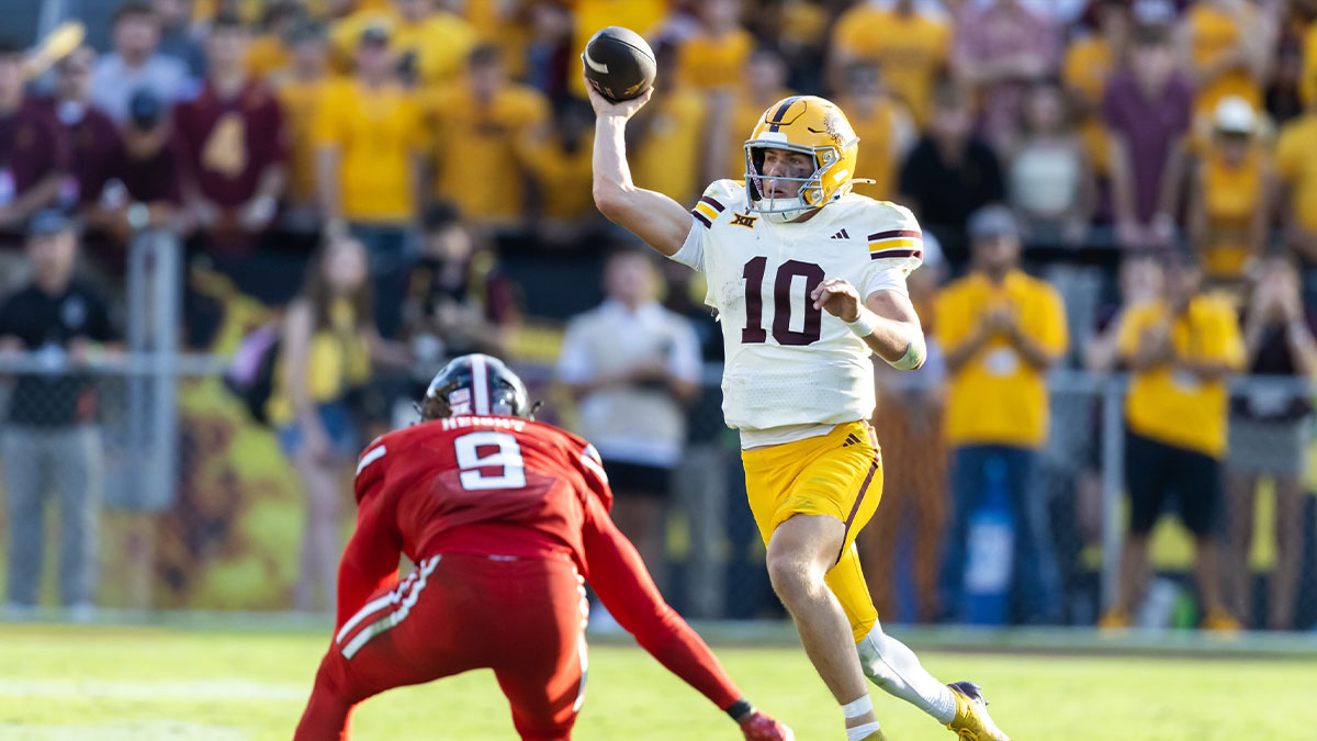 Arizona State Sun Devils wide receiver Jordyn Tyson (0) against the Texas Tech Red Raiders in the second half at Mountain America Stadium.