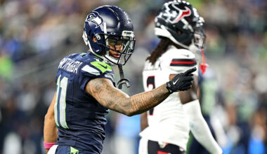 Seattle Seahawks Jaxon Smith-Njigba first-down celebration Houston Texans 2025...