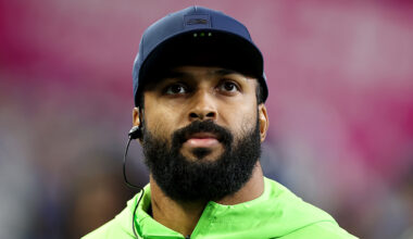 Seattle Seahawks Julian Love looks on pregame Houston Texans 2025...
