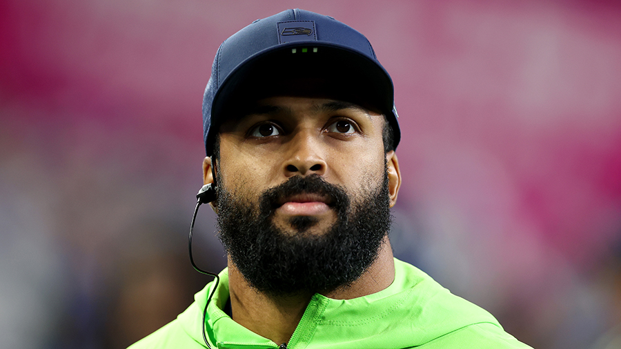 Seattle Seahawks Julian Love looks on pregame Houston Texans 2025...