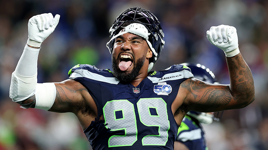 Seattle Seahawks Leonard Williams celebration Houston Texans 2025...