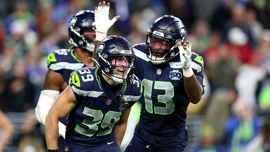 Seattle Seahawks Ty Okada sack celebration Houston Texans 2025...
