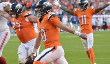 Broncos score record 33 fourth-quarter points, walk off New York Giants