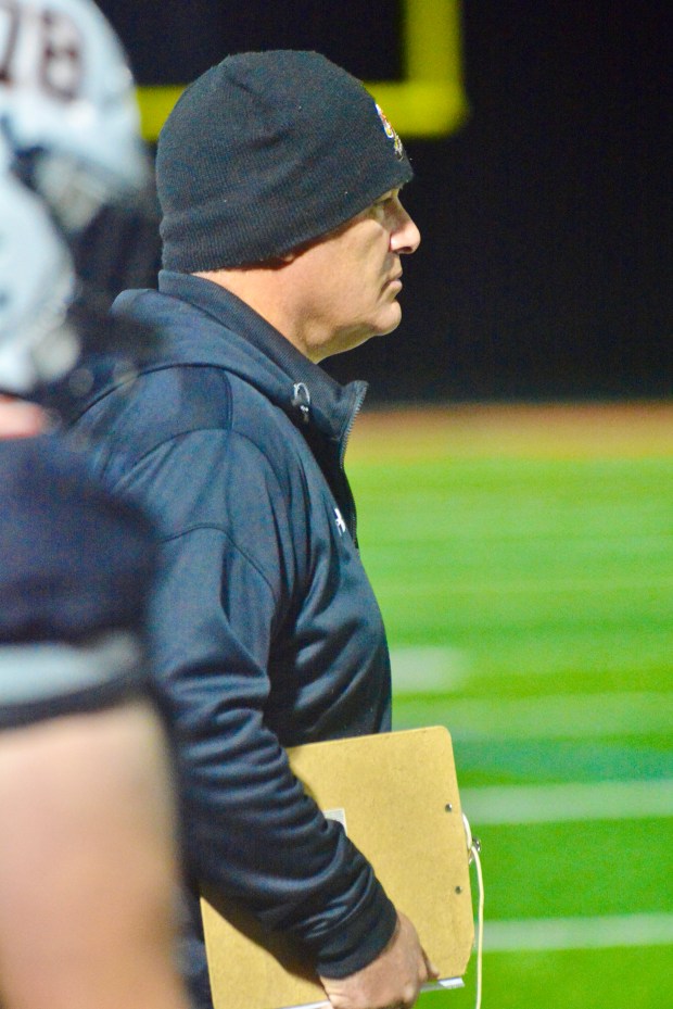 Pennsbury coach Galen Snyder watches from the sideline against Neshaminy...