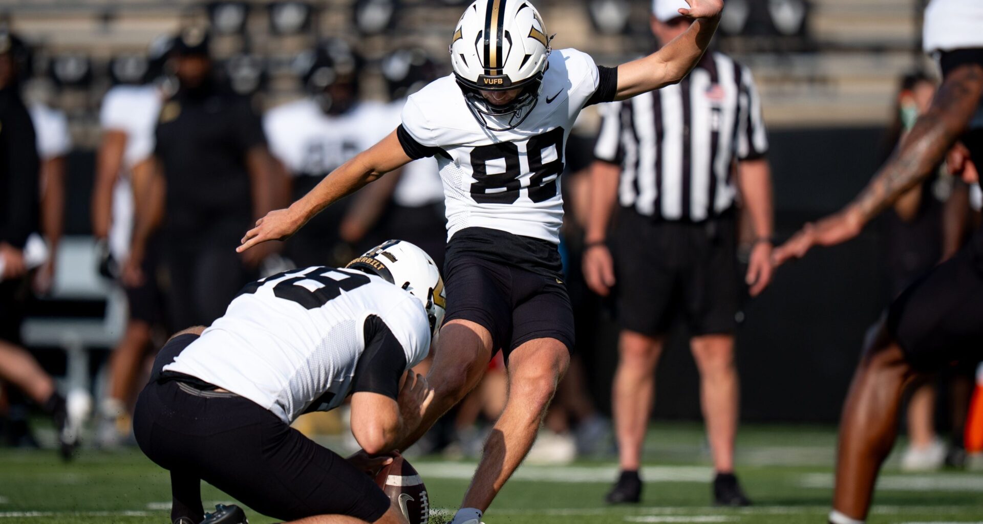 Vanderbilt kickers train students for Pat McAfee field goal contest