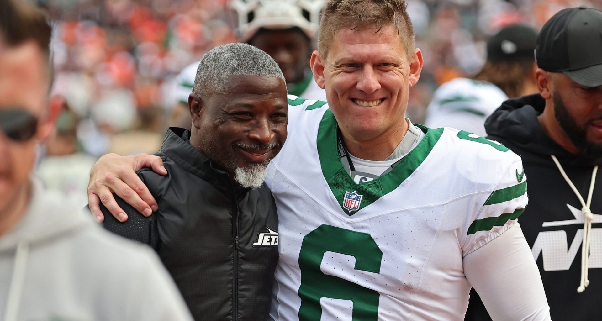 Aaron Glenn, head coach and Nick Folk, kicker, New York Jets