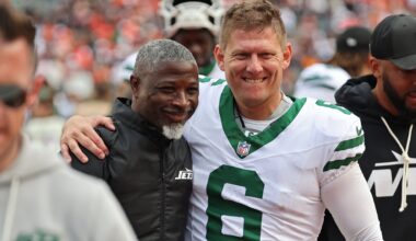 Aaron Glenn, head coach and Nick Folk, kicker, New York Jets