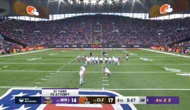 Vikings kick appeared to hit camera wire vs Browns in London
