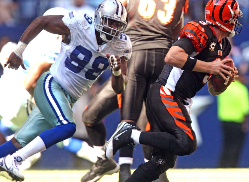 Dallas linebacker Greg Ellis is pictured in the first quarter in Dallas' 31-22 win over the...