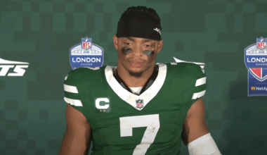 Justin Fields during a postgame press conference