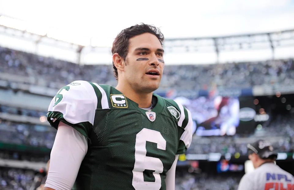 Benjamin Solomon/Getty Images, FILE - PHOTO: In this Oct. 23, 2011, file photo, Mark Sanchez of the New York Jets is shown after a game against the San Diego Chargers at Metlife Stadium in East Rutherford, New Jersey.