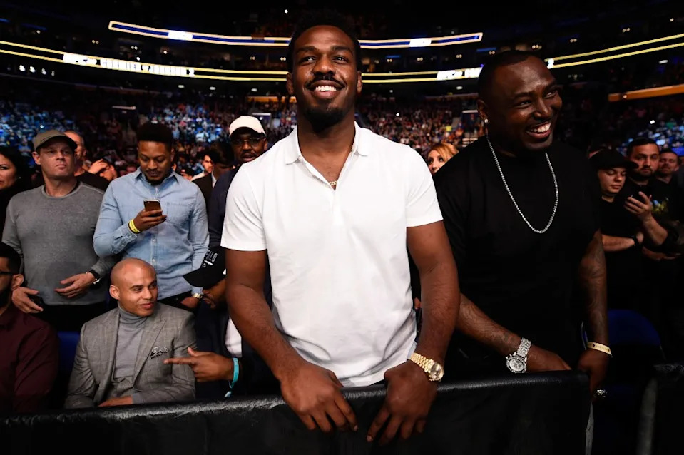 Jon Jones and brother Arthur Jones attend the UFC 210 event at the KeyBank Center on April 8, 2017 in Buffalo, New York. Zuffa LLC via Getty Images