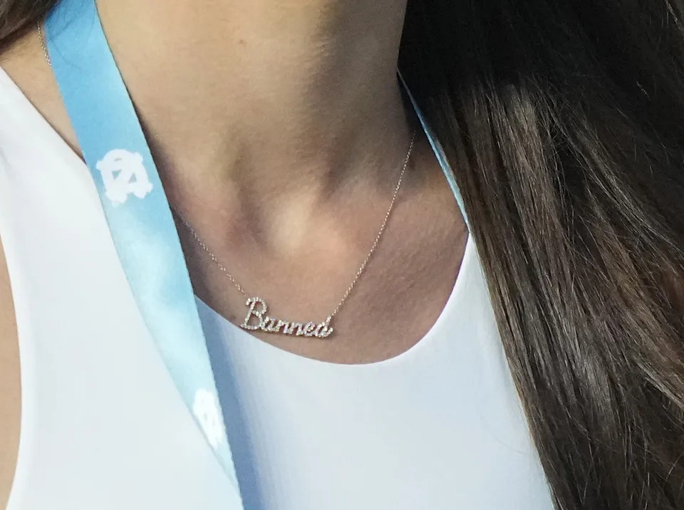 Jordon Hudson wore a necklace that said 