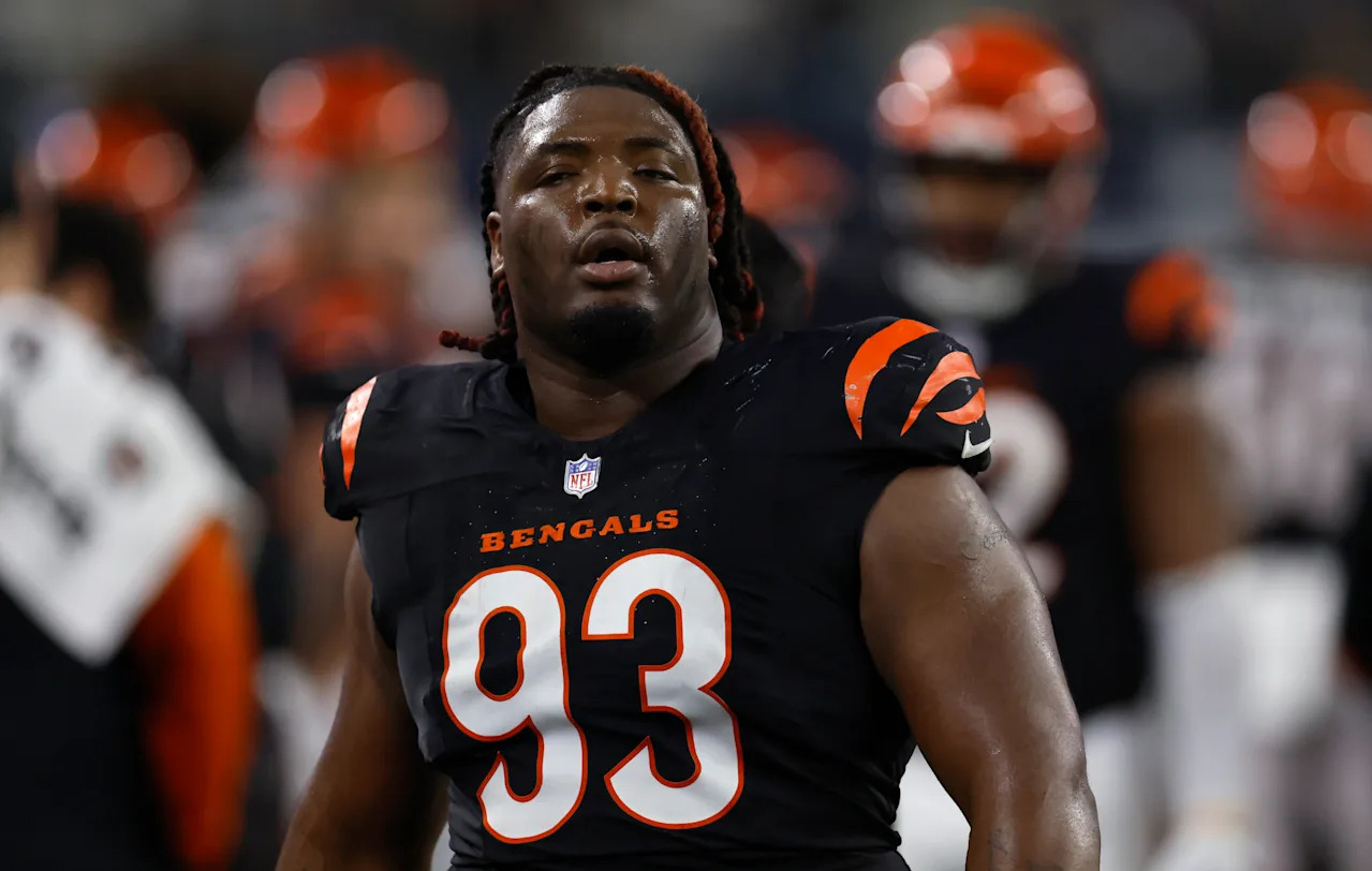 McKinnley Jackson of the Cincinnati Bengals looks on during the game at AT&T Stadium on December 9, 2024 in Arlington, Texas. (Photo by Ron Jenkins/Getty Images)