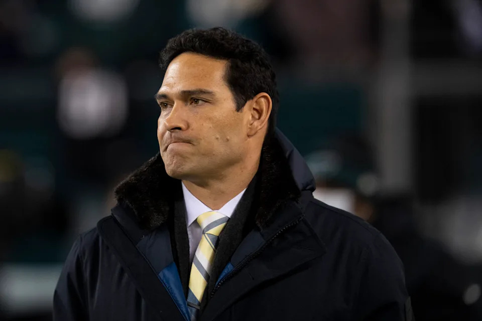 PHILADELPHIA, PA - DECEMBER 21: Fox TV analyst Mark Sanchez looks on prior to the game between the Washington Football Team and Philadelphia Eagles at Lincoln Financial Field on December 21, 2021 in Philadelphia, Pennsylvania. (Photo by Mitchell Leff/Getty Images)Mitchell Leff/Getty Images