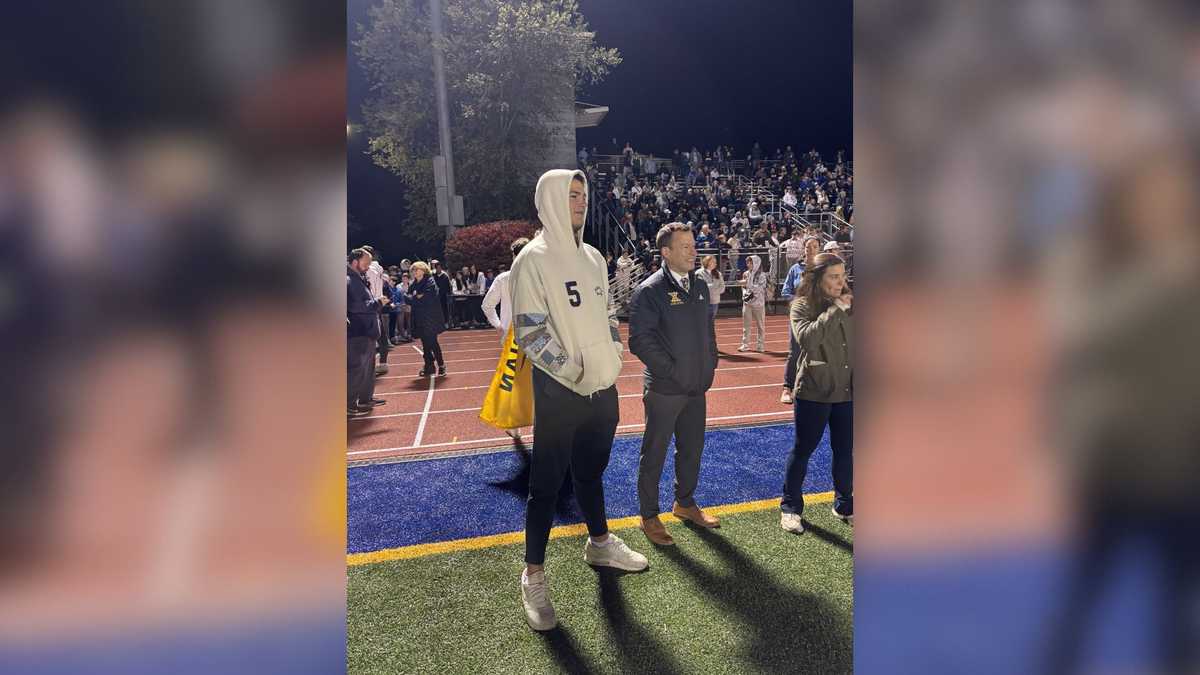 Patriots QB Drake Maye attends local high school football game