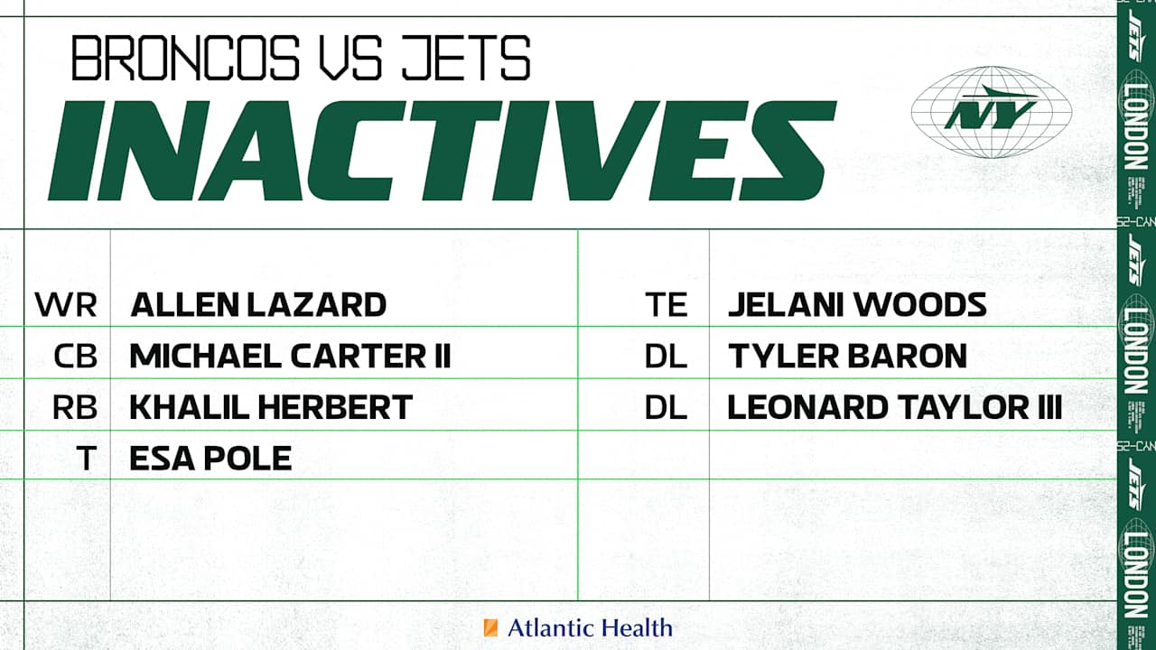 New York Jets vs. Denver Broncos Game Inactives