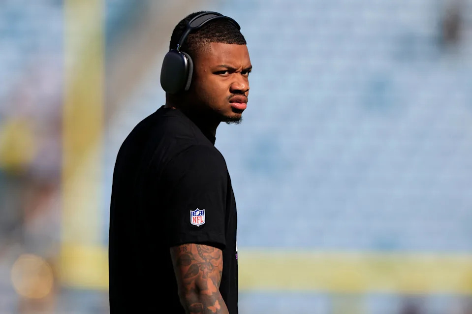 Jacksonville Jaguars cornerback Tyson Campbell (3) looks on before an NFL football matchup Sunday, Oct. 27, 2024 at EverBank Stadium in Jacksonville, Fla. [Corey Perrine/Florida Times-Union]