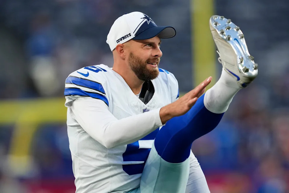 Dallas Cowboys punter Bryan Anger (5) prepares for the game against the Giants, at MetLife Stadium. Sunday, September 10, 2023