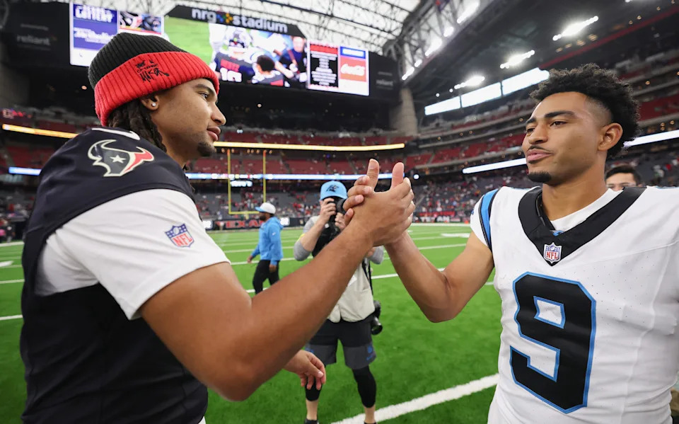 Neither Bryce Young (right) nor C.J. Stroud (left) has fully emerged as the prospects their teams expected when they were taken Nos. 1 and 2, respectively, in the 2023 NFL Draft. (Photo by Tim Warner/Getty Images)