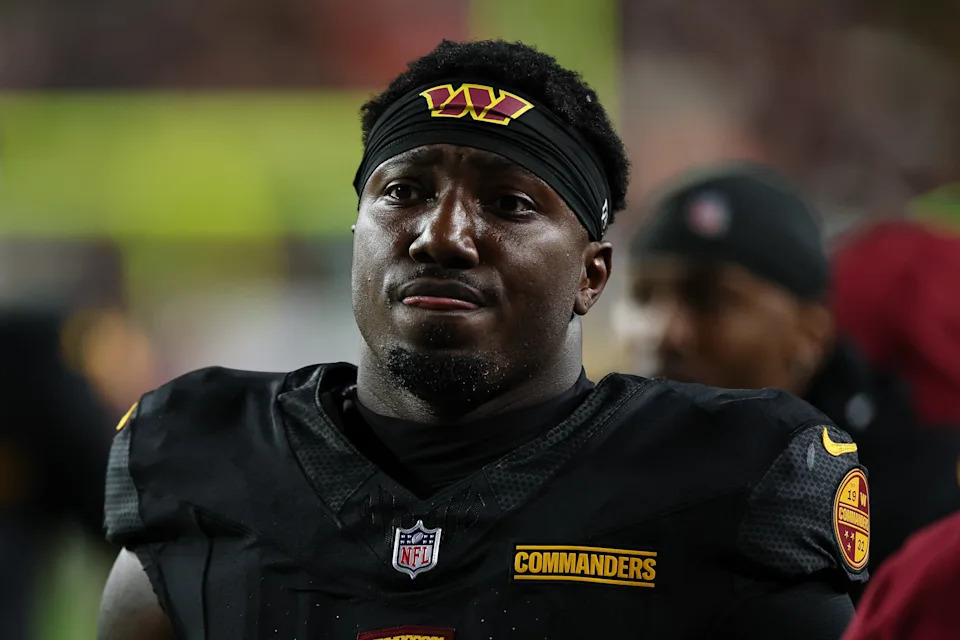 A heel injury will keep Washington Commanders wide receiver Deebo Samuel out of action in Week 7 against the Dallas Cowboys. (Photo by Scott Taetsch/Getty Images)