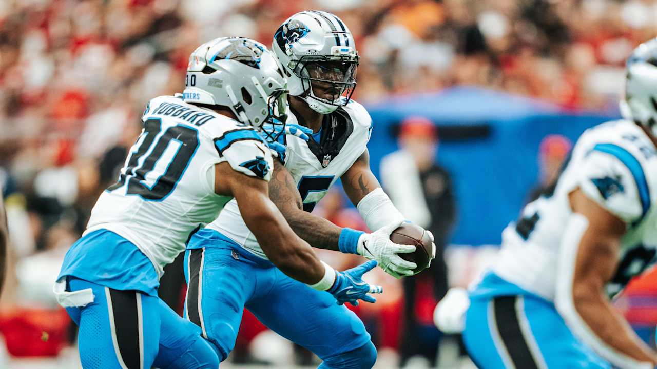 Chuba Hubbard and Rico Dowdle imagining a dream scenario of two backs