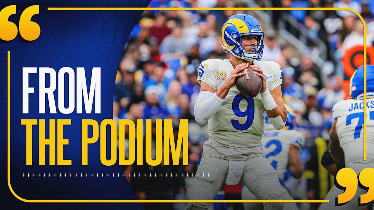 Rams head coach Sean McVay, quarterback Matthew Stafford, safety Quentin Lake Quentin Lake and outside linebacker Jared Verse discuss defense-fueled win over Ravens in Week 6