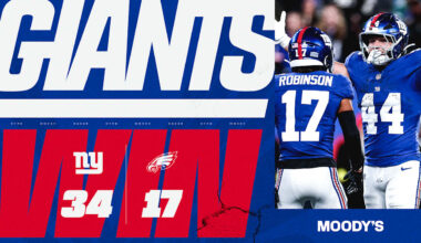 Giants defeat Eagles, 34-17, on Thursday Night Football
