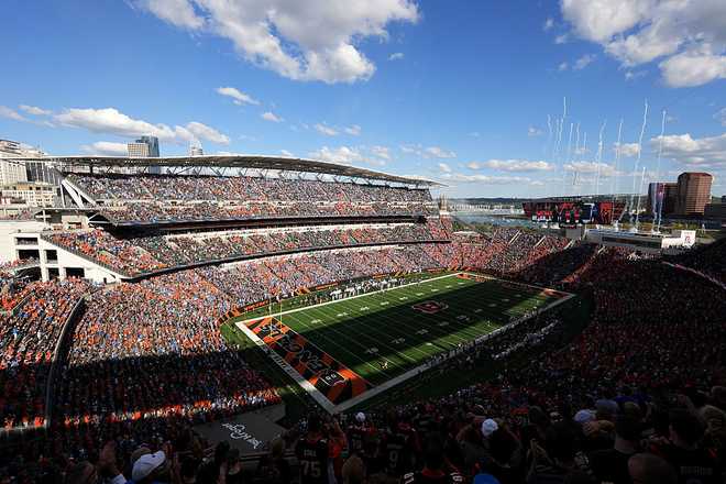 CINCINNATI, OHIO - OCTOBER 05: An overall view at Paycor Stadium prior to the game between the Detroit Lions and the Cincinnati Bengals on October 05, 2025 in Cincinnati, Ohio. (Photo by Dylan Buell/Getty Images)