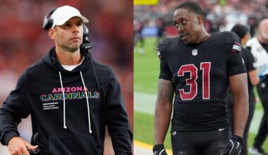 Cardinals head coach Jonathan Gannon apologizes to Emari Demercado following heated sideline exchange