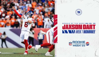 Jaxson Dart nominated for Pepsi Rookie of the Week