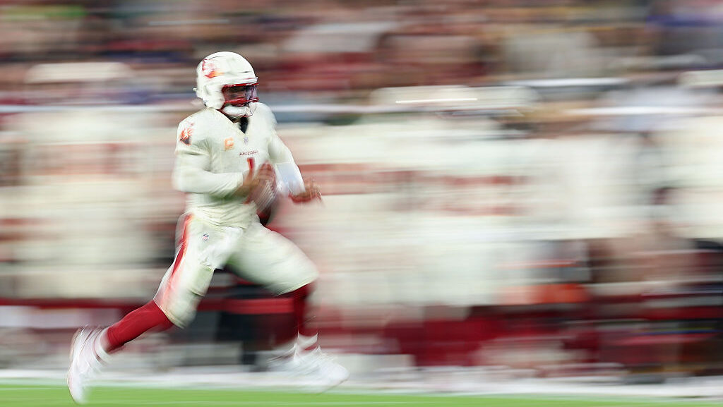 Kyler Murray #1 of the Arizona Cardinals scrambles with the football during third quarter of the NF...