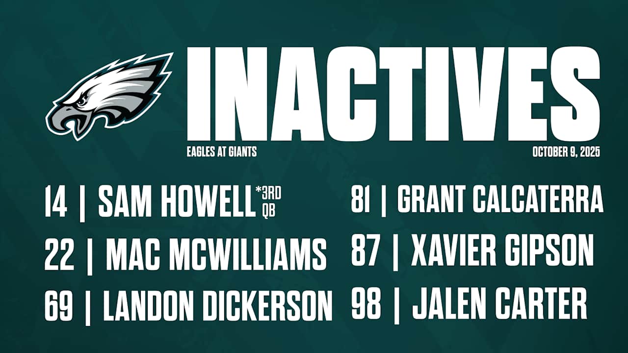 Jalen Carter is inactive for Thursday Night Football