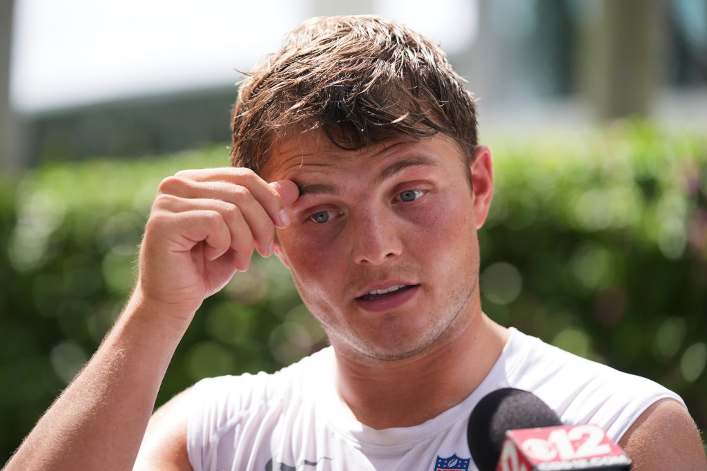 The Dolphins demoted Zach Wilson to third string on their QB depth chart.