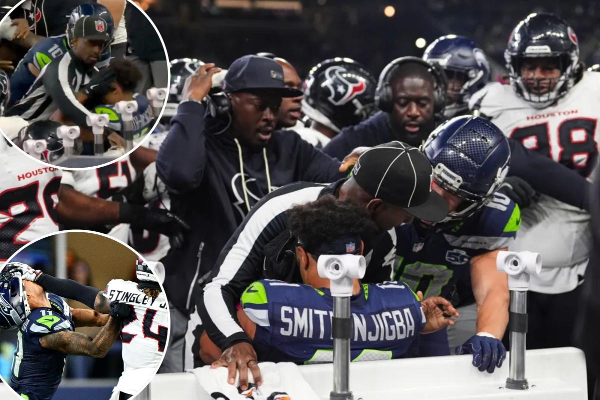 NFL referee steps in to protect Seahawks' Jaxon Smith-Njigba in wild 'MNF brawl scene
