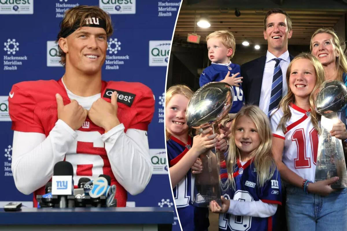 Eli Manning's son dressed up as Jaxson Dart for Halloween