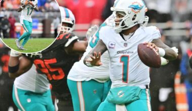 Dolphins' Tua Tagovailoa blames height for lack of Jaylen Waddle targets