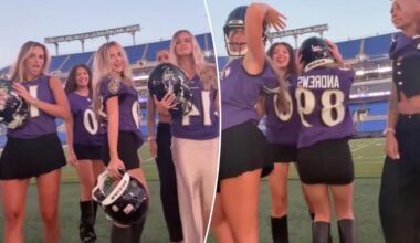 Ravens WAGs dress up as their boyfriends for 'TNF'